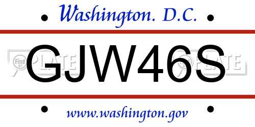 GJW46S District Of Columbia License Plate