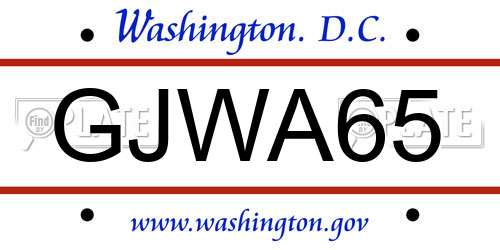 GJWA65 District Of Columbia License Plate
