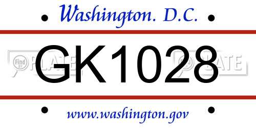 GK1028 District Of Columbia License Plate