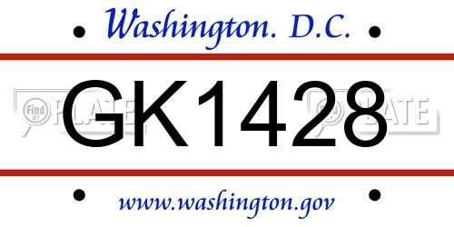 GK1428 District Of Columbia License Plate