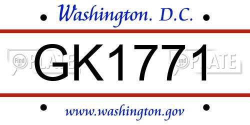 GK1771 District Of Columbia License Plate