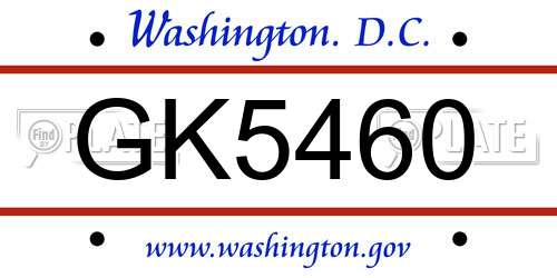 GK5460 District Of Columbia License Plate