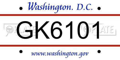 GK6101 District Of Columbia License Plate