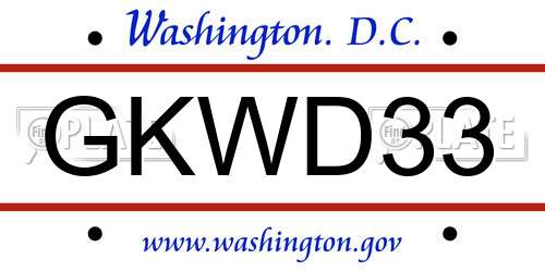 GKWD33 District Of Columbia License Plate