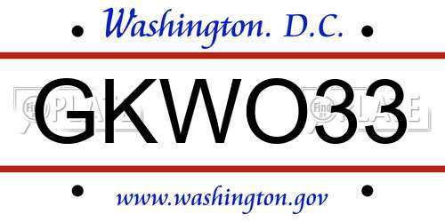 GKWO33 District Of Columbia License Plate
