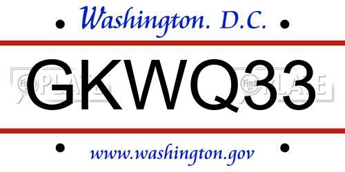 GKWQ33 District Of Columbia License Plate
