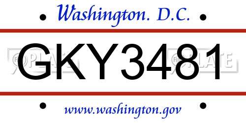 GKY3481 District Of Columbia License Plate