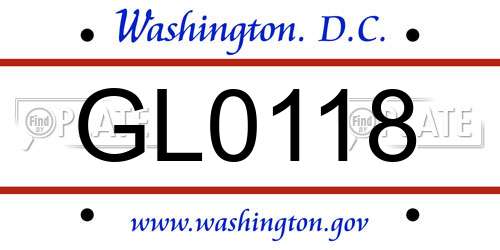 GL0118 District Of Columbia License Plate