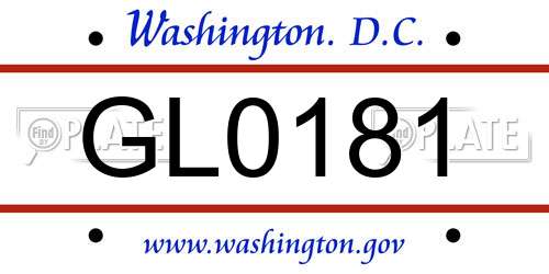 GL0181 District Of Columbia License Plate