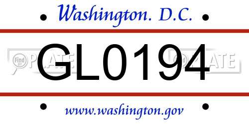 GL0194 District Of Columbia License Plate