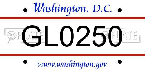 GL0250 District Of Columbia License Plate