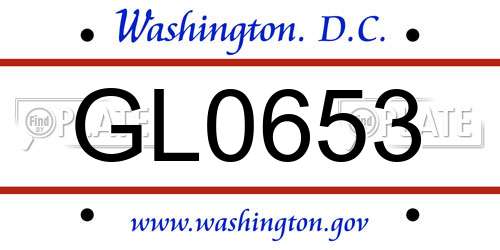 GL0653 District Of Columbia License Plate