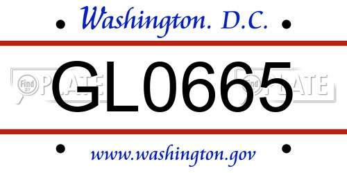 GL0665 District Of Columbia License Plate