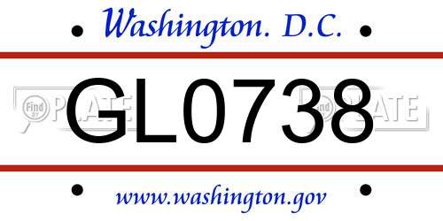 GL0738 District Of Columbia License Plate