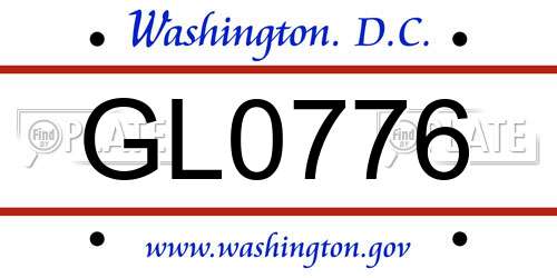 GL0776 District Of Columbia License Plate