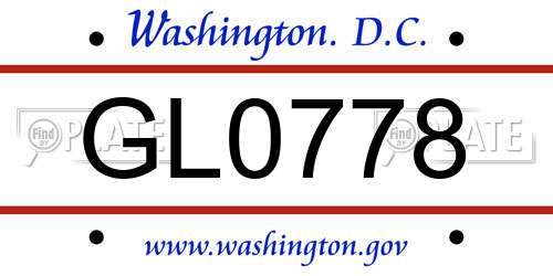GL0778 District Of Columbia License Plate