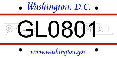 GL0801 District Of Columbia License Plate