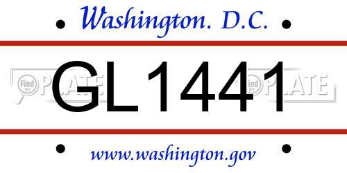 GL1441 District Of Columbia License Plate