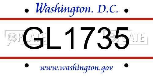 GL1735 District Of Columbia License Plate
