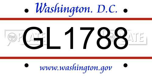 GL1788 District Of Columbia License Plate