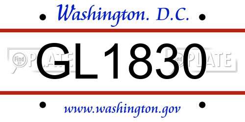 GL1830 District Of Columbia License Plate