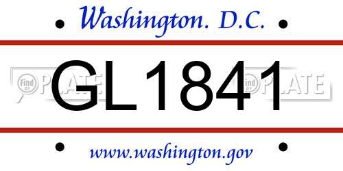 GL1841 District Of Columbia License Plate