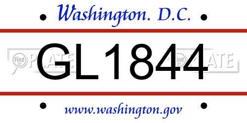 GL1844 District Of Columbia License Plate