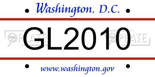 GL2010 District Of Columbia License Plate