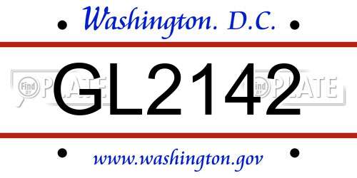 GL2142 District Of Columbia License Plate