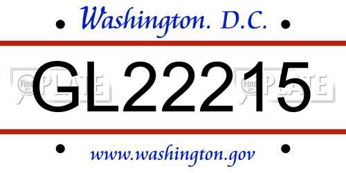 GL22215 District Of Columbia License Plate