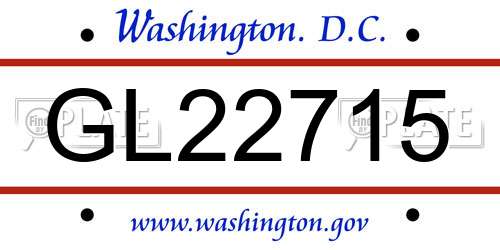 GL22715 District Of Columbia License Plate