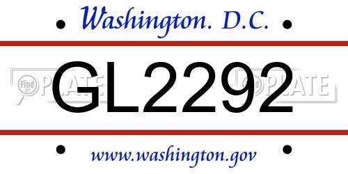 GL2292 District Of Columbia License Plate
