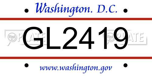 GL2419 District Of Columbia License Plate