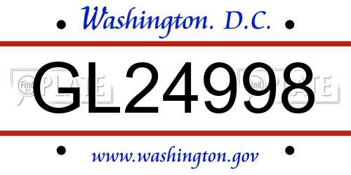 GL24998 District Of Columbia License Plate