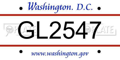 GL2547 District Of Columbia License Plate