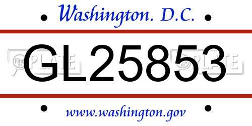 GL25853 District Of Columbia License Plate