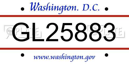 GL25883 District Of Columbia License Plate