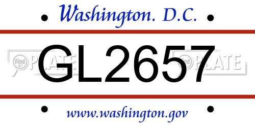 GL2657 District Of Columbia License Plate