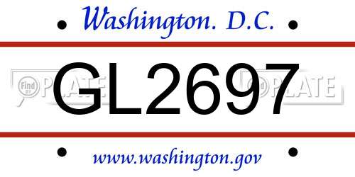 GL2697 District Of Columbia License Plate