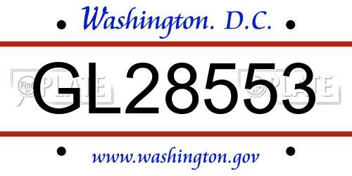 GL28553 District Of Columbia License Plate