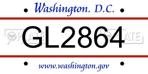 GL2864 District Of Columbia License Plate