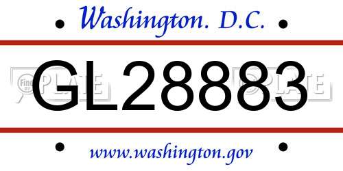 GL28883 District Of Columbia License Plate