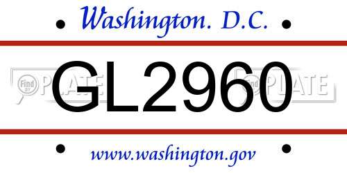 GL2960 District Of Columbia License Plate