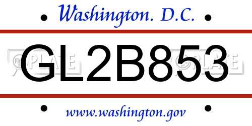 GL2B853 District Of Columbia License Plate