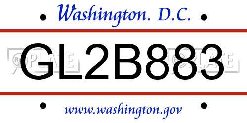 GL2B883 District Of Columbia License Plate