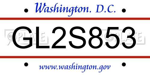 GL2S853 District Of Columbia License Plate