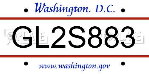 GL2S883 District Of Columbia License Plate
