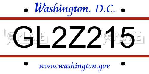 GL2Z215 District Of Columbia License Plate