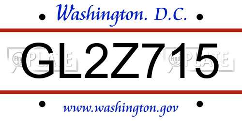GL2Z715 District Of Columbia License Plate