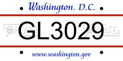 GL3029 District Of Columbia License Plate